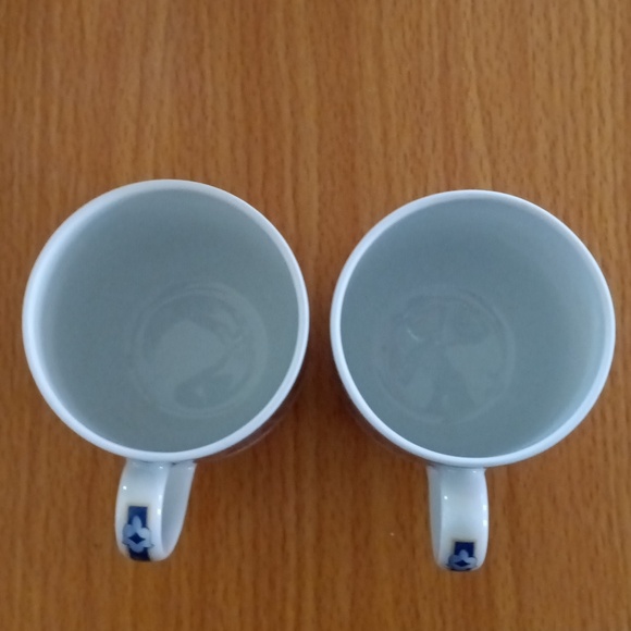 Vista Alegre Portugal 1824 Porto Alegre Print Set of 2 Mugs Blue White & Yellow - Picture 9 of 11